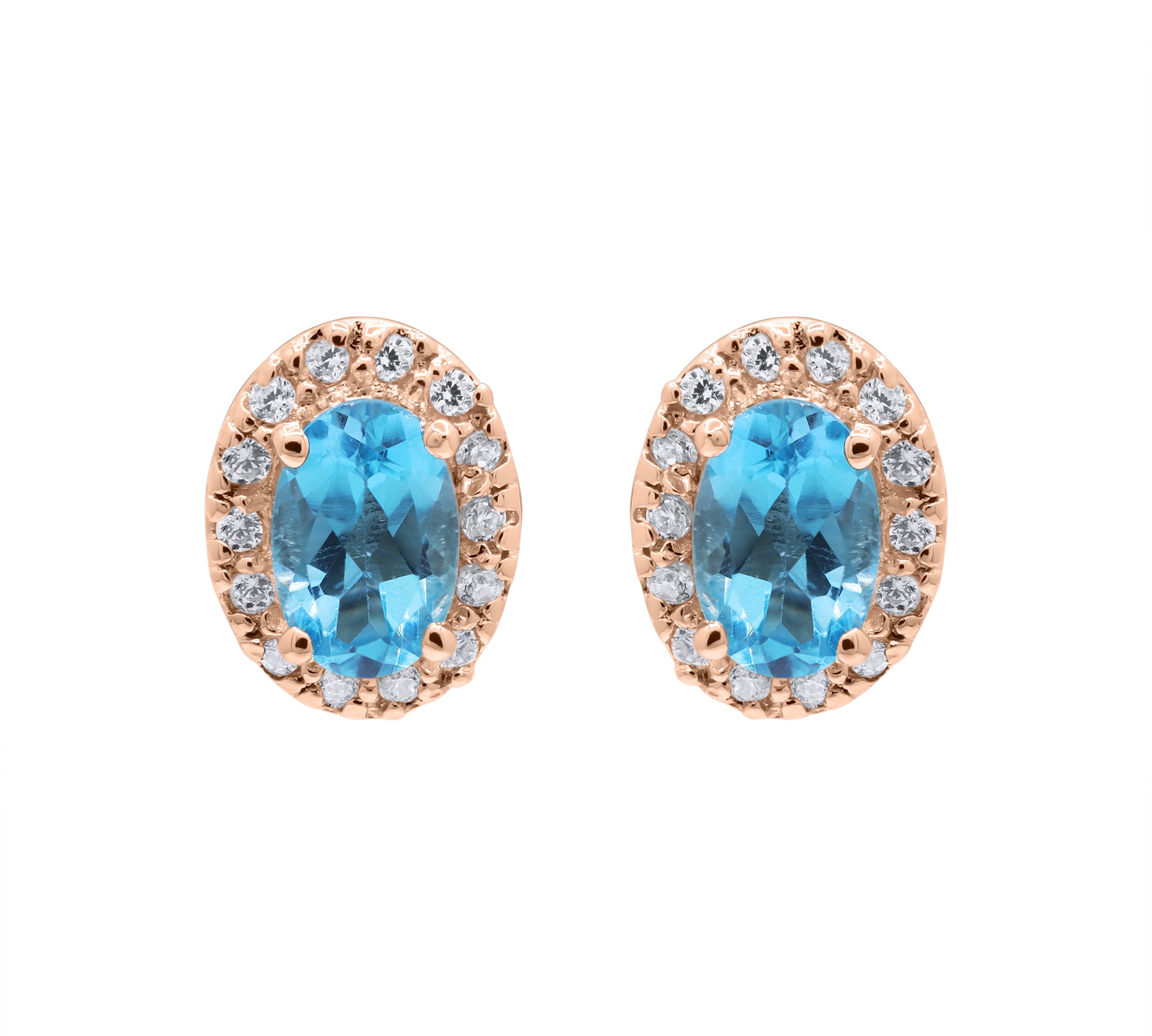 Blue Topaz and Cubic Zircon 925 Sterling Silver Stud Earring