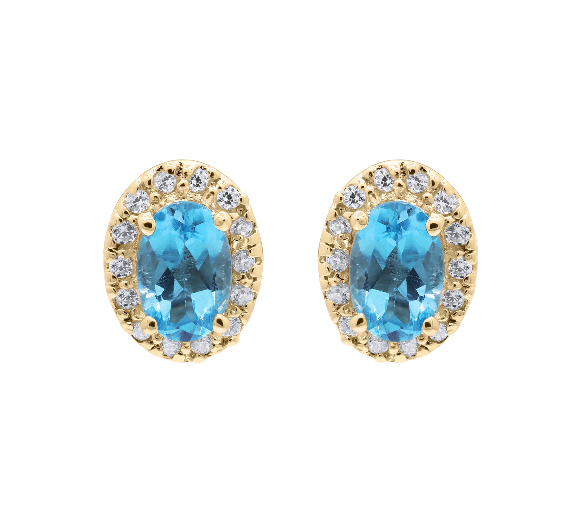 Blue Topaz and Cubic Zircon 925 Sterling Silver Stud Earring