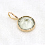 14k Yellow Gold Natural Green Amethyst Gemstone Pendant