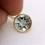 14k Yellow Gold Natural Green Amethyst Gemstone Pendant