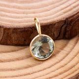 14k Yellow Gold Natural Green Amethyst Gemstone Pendant