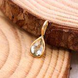 14k Yellow Gold Natural Green Amethyst Gemstone Pendant