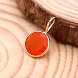 Natural Carnelian Gemstone Pendant 14k Yellow Gold