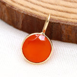 Natural Carnelian Gemstone Pendant 14k Yellow Gold