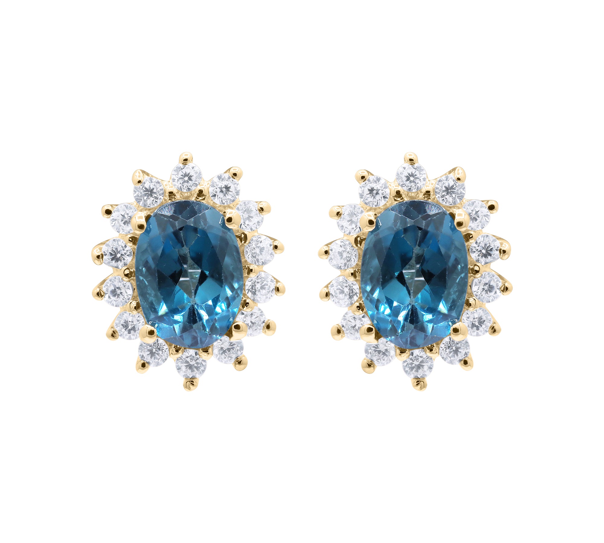 London Blue Topaz and Cubic Zircon 925 Sterling Silver Stud Earring