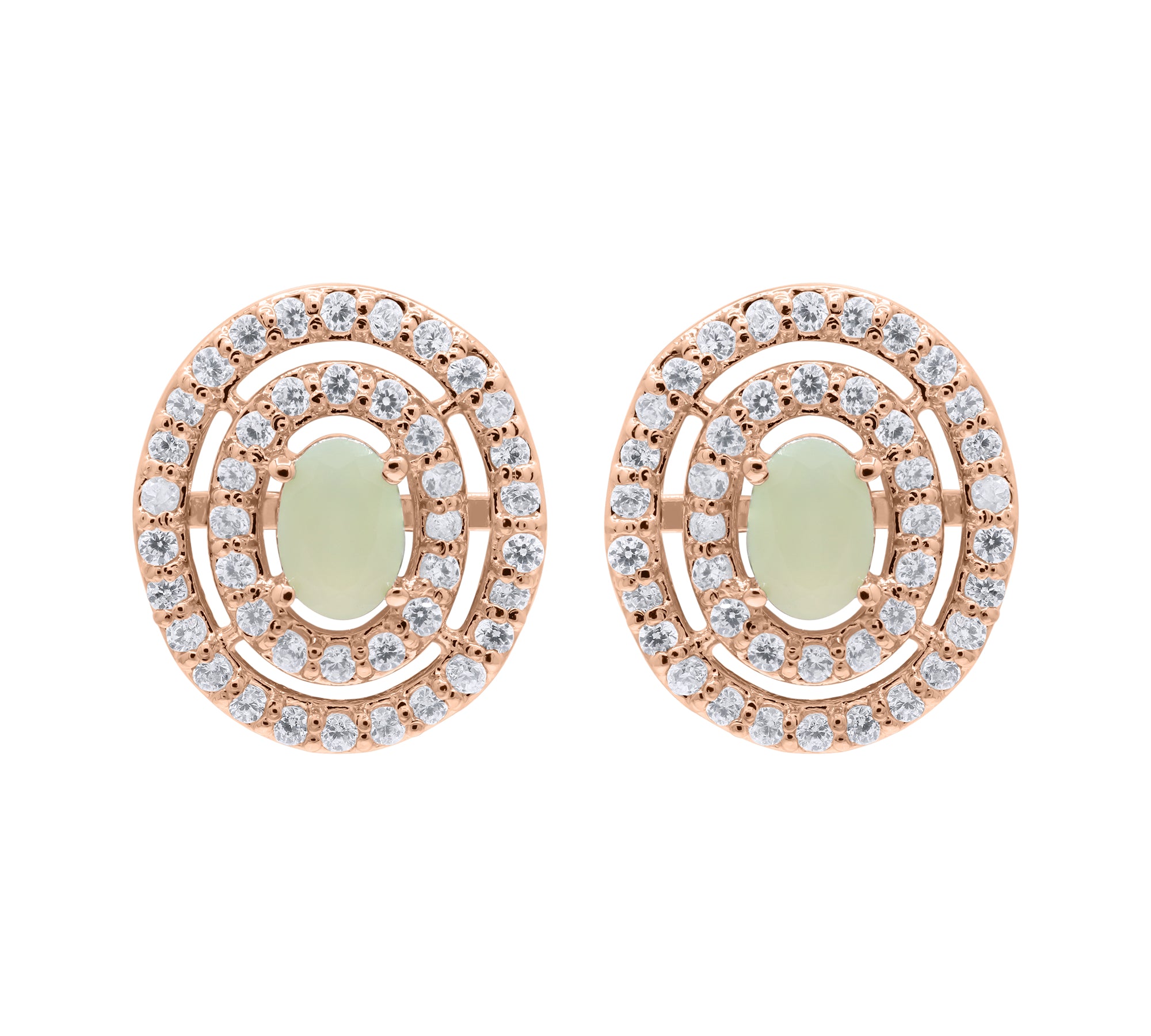 Unique Natural Opal Gemstone and Cubic Zircon 925 Sterling Silver Stud Earring