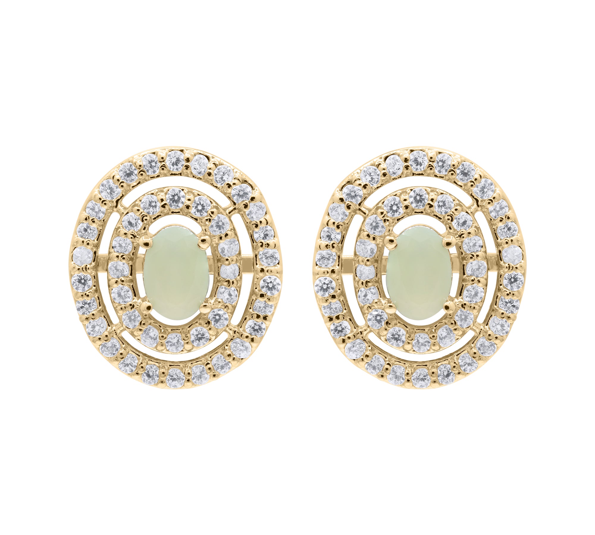 Unique Natural Opal Gemstone and Cubic Zircon 925 Sterling Silver Stud Earring