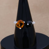 Citrine & Black Onyx Silver Ring Dual Stone Adjustable Open Band Jewelry