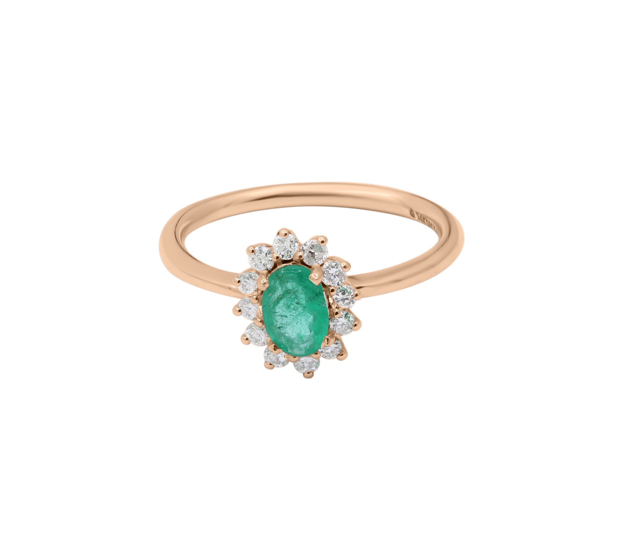 Natural Oval Cut Emerald Gemstone and Diamond 14k White Gold Luxury Ring For Women