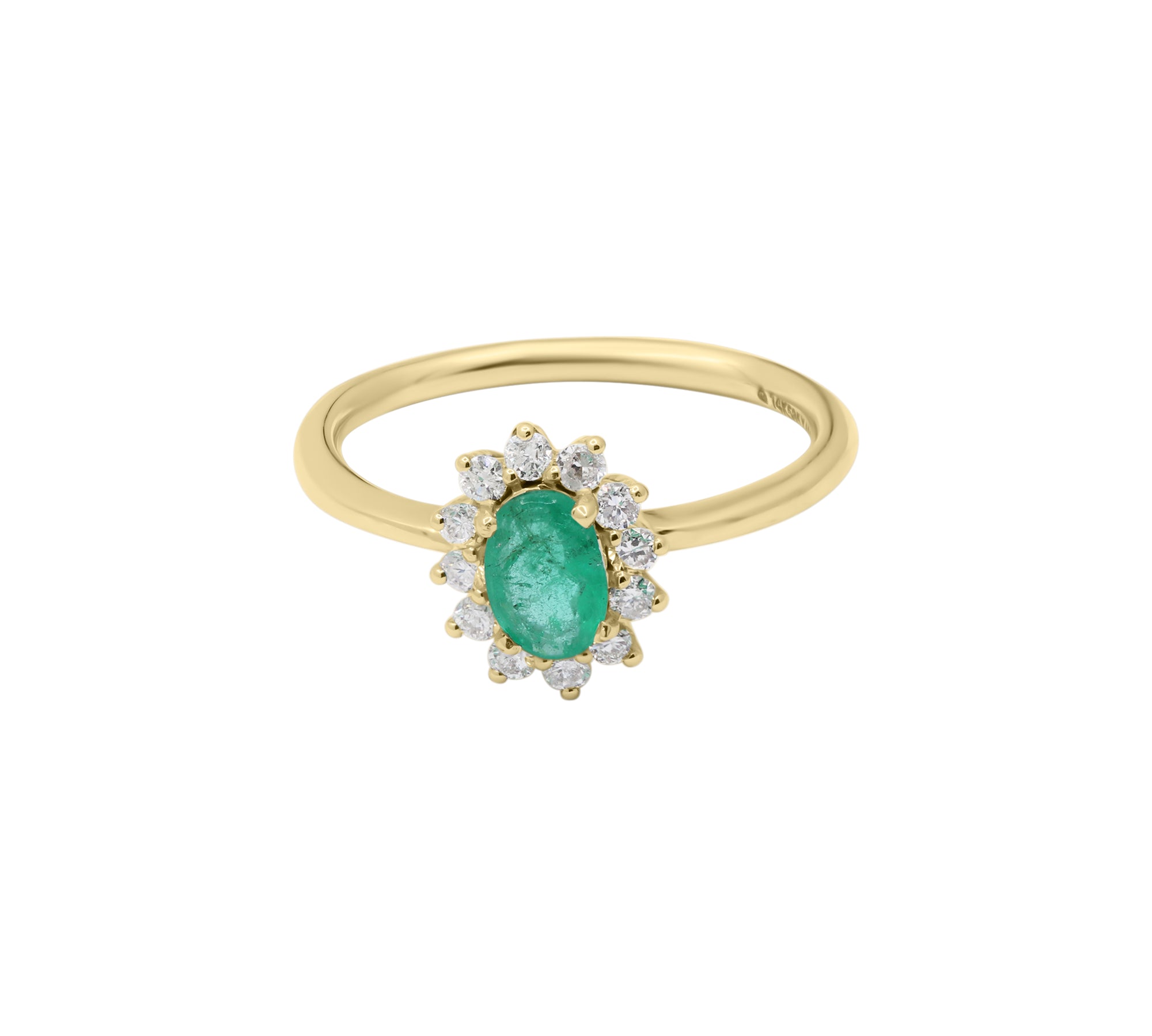 Natural Oval Cut Emerald Gemstone and Diamond 14k White Gold Luxury Ring For Women