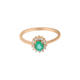 Beautiful Natural Oval Cut Emerald Gemstone With Diamond 18k White Gold Ring For Her