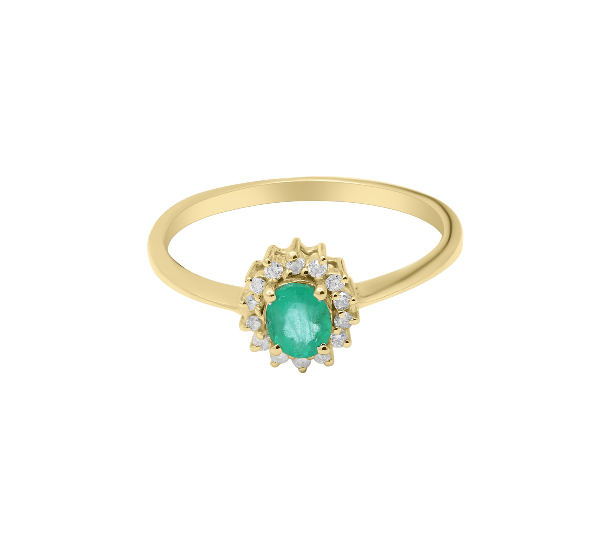 Beautiful Natural Oval Cut Emerald Gemstone With Diamond 18k White Gold Ring For Her