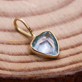 14k Yellow Gold Natural Blue Topaz Gemstone Pendant