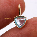 14k Yellow Gold Natural Blue Topaz Gemstone Pendant