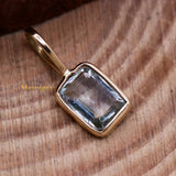 Natural Blue Topaz Gemstone 14k Yellow Gold Pendant