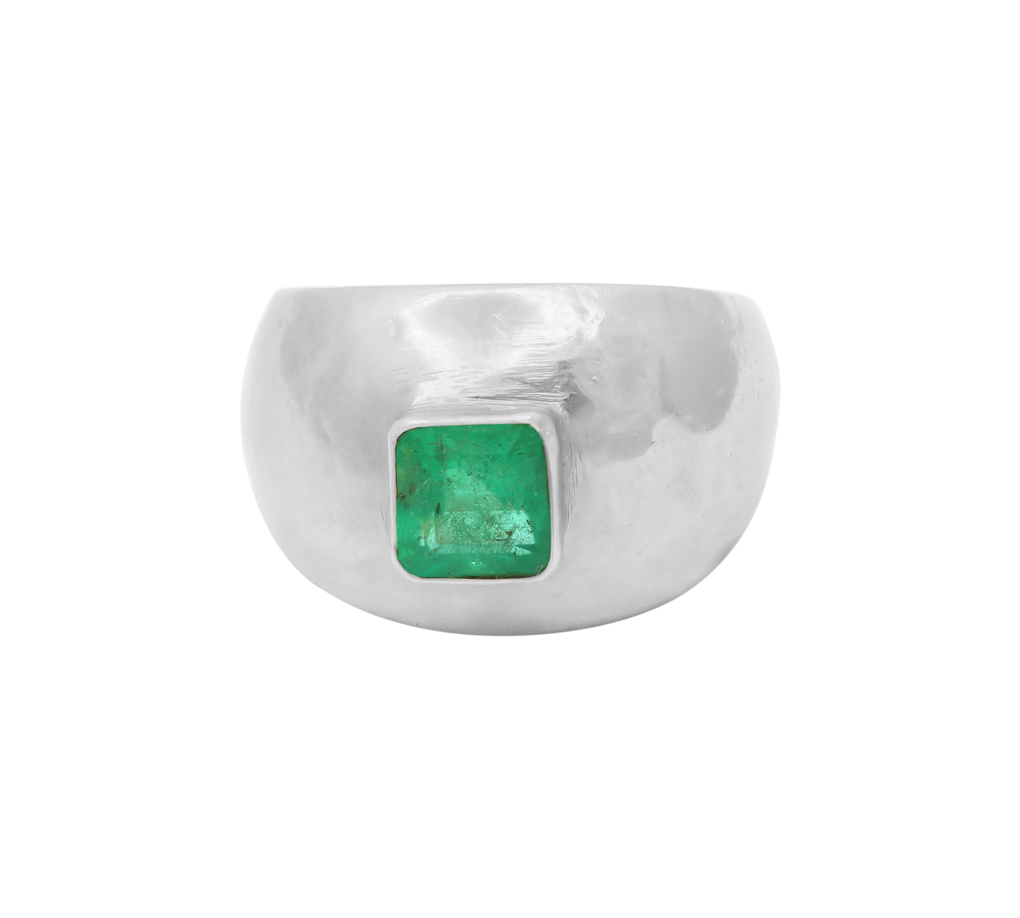 Natural Square Emerald Gemstone 18k Yellow Gold Healing Ring For Mens & Womens