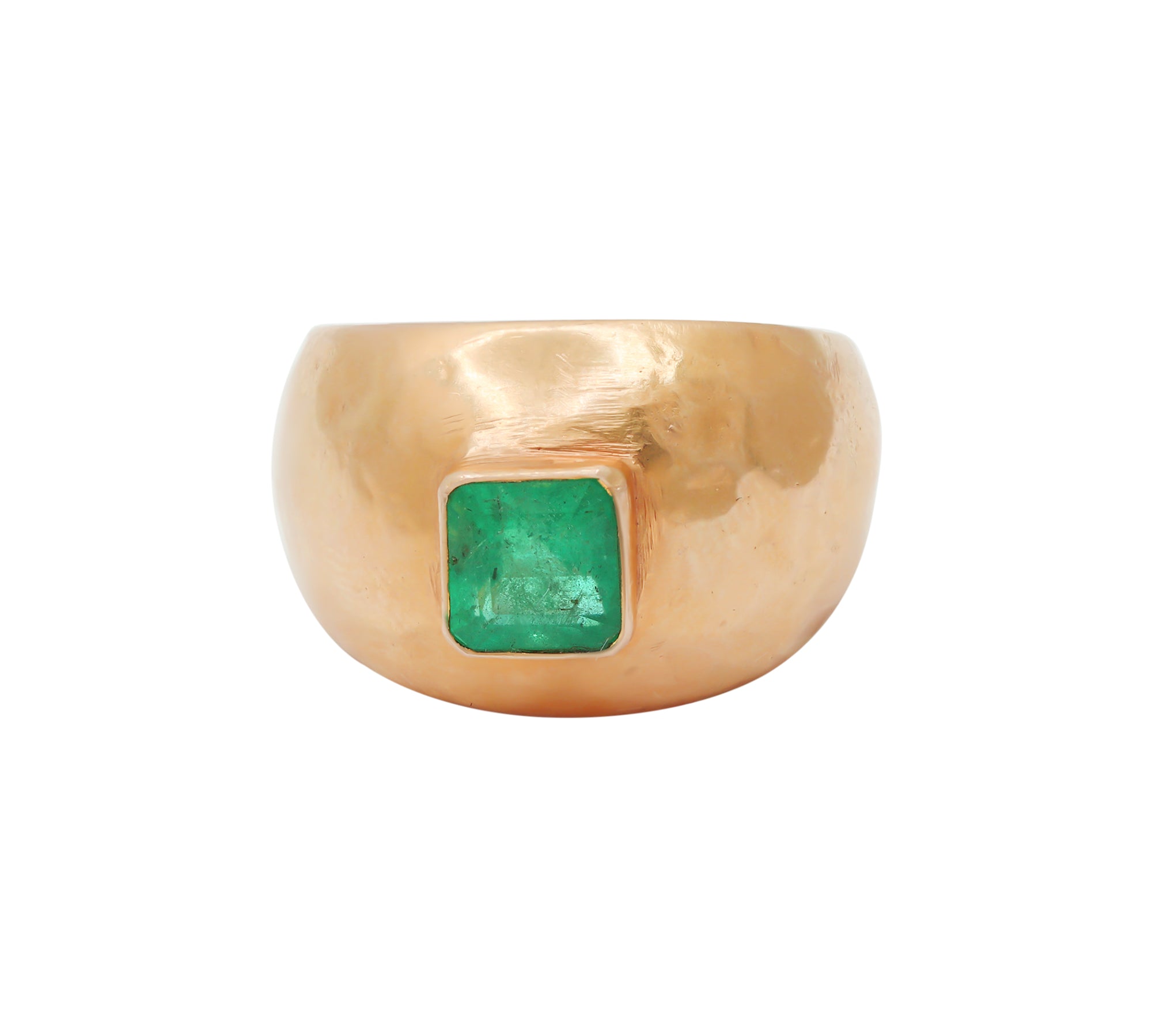 Natural Square Emerald Gemstone 18k Yellow Gold Healing Ring For Mens & Womens