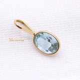 Natural Blue Topaz Gemstone 14k Yellow Gold Pendant