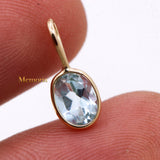 Natural Blue Topaz Gemstone 14k Yellow Gold Pendant