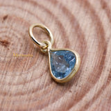 Natural Blue Topaz Gemstone 14k Yellow Gold Pendant