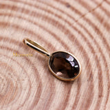 14k Yellow Gold Natural Smoky Quartz Gemstone Pendant