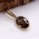 14k Yellow Gold Natural Smoky Quartz Gemstone Pendant