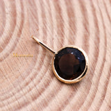 14k Yellow Gold Natural Smoky Quartz Gemstone Pendant