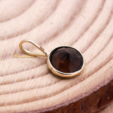 14k Yellow Gold Natural Smoky Quartz Gemstone Pendant