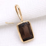 14k Yellow Gold Natural Smoky Quartz Gemstone Pendant