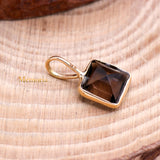 14k Yellow Gold Natural Smoky Quartz Gemstone Pendant