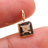 14k Yellow Gold Natural Smoky Quartz Gemstone Pendant