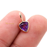 14k Yellow Gold Natural Amethyst Gemstone Pendant