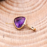 14k Yellow Gold Natural Amethyst Gemstone Pendant