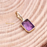 14k Yellow Gold Natural Amethyst Gemstone Pendant