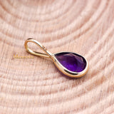 14k Yellow Gold Natural Amethyst Gemstone Pendant