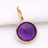 14k Yellow Gold Natural Amethyst Gemstone Pendant