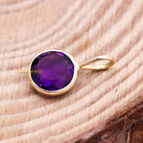 14k Yellow Gold Natural Amethyst Gemstone Pendant