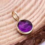 14k Yellow Gold Natural Amethyst Gemstone Pendant