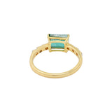 Handmade Natural Emerald Rectangle Cut Gemstone & Diamond Rings In 18k Yellow Gold