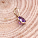 14k Yellow Gold Natural Amethyst Gemstone Pendant