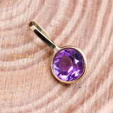 14k Yellow Gold Natural Amethyst Gemstone Pendant