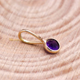 14k Yellow Gold Natural Amethyst Gemstone Pendant