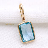 Natural Blue Topaz Gemstone 14k Yellow Gold Pendant