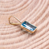 Natural Blue Topaz Gemstone 14k Yellow Gold Pendant