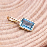 Natural Blue Topaz Gemstone 14k Yellow Gold Pendant