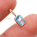 Natural Blue Topaz Gemstone 14k Yellow Gold Pendant