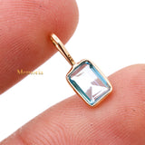 Natural Blue Topaz Gemstone 14k Yellow Gold Pendant