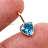 14k Yellow Gold Natural Blue Topaz Gemstone Pendant