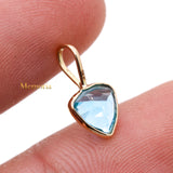 14k Yellow Gold Natural Blue Topaz Gemstone Pendant