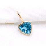 14k Yellow Gold Natural Blue Topaz Gemstone Pendant